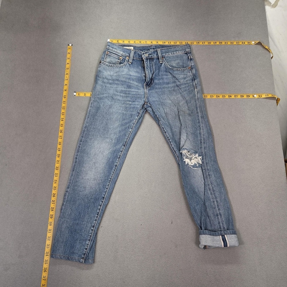 Levis 512 Jeans Mens Light Blue Tapered Selvedge Distressed Fits 28x26